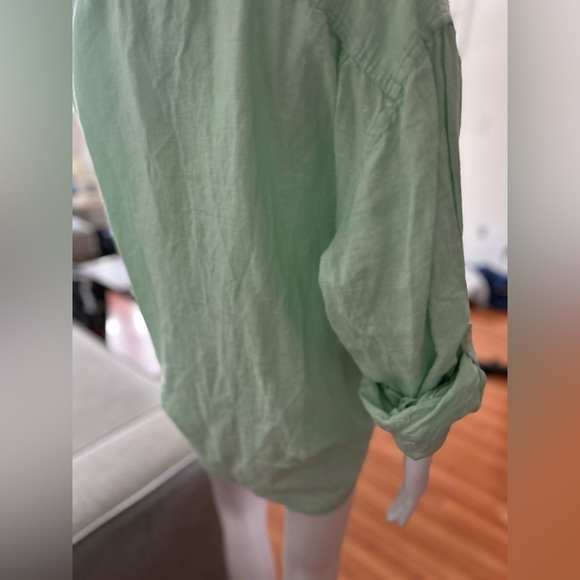 Old Navy Linen Lime Green Boho Summer Beach Unisex Shirt Size XXL - Picture 4 of 10
